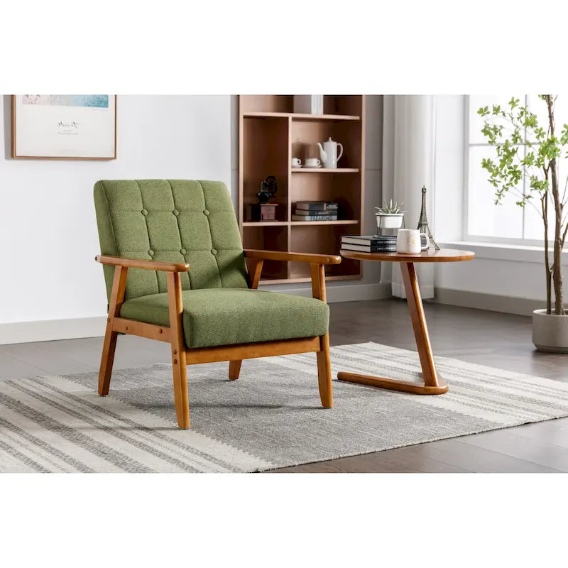 Tufted Accent Chair with Solid Wood Frame, 30.71"H x 25.39"W x 28.74"D