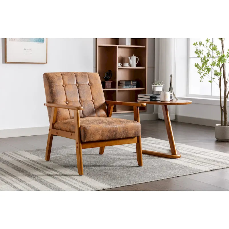 Tufted Accent Chair with Solid Wood Frame, 30.71"H x 25.39"W x 28.74"D