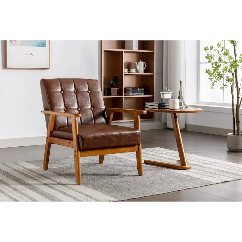 Tufted Accent Chair with Solid Wood Frame, 30.71"H x 25.39"W x 28.74"D