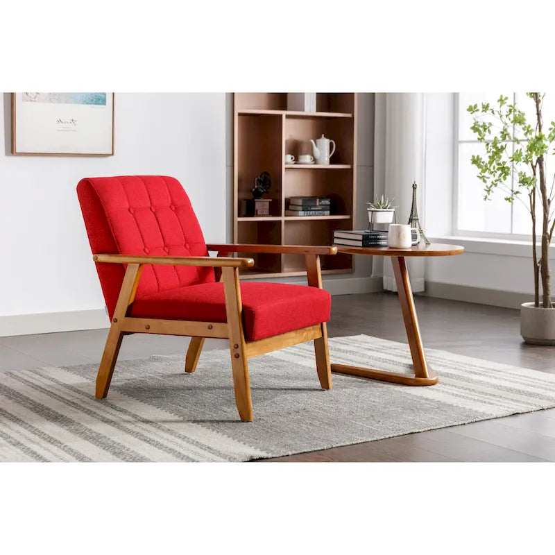 Tufted Accent Chair with Solid Wood Frame, 30.71"H x 25.39"W x 28.74"D