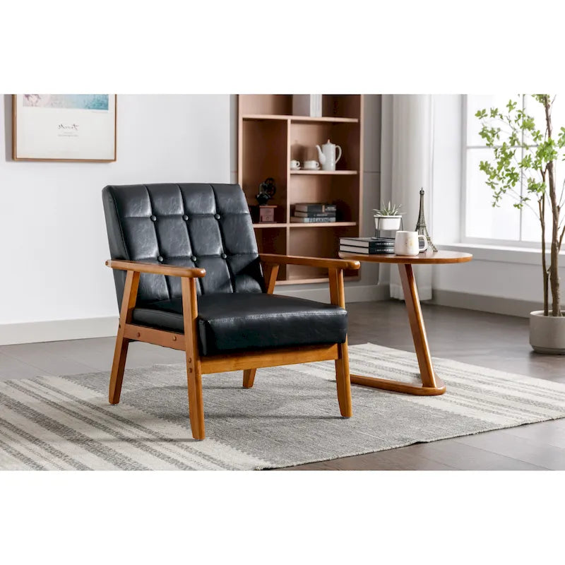 Tufted Accent Chair with Solid Wood Frame, 30.71"H x 25.39"W x 28.74"D