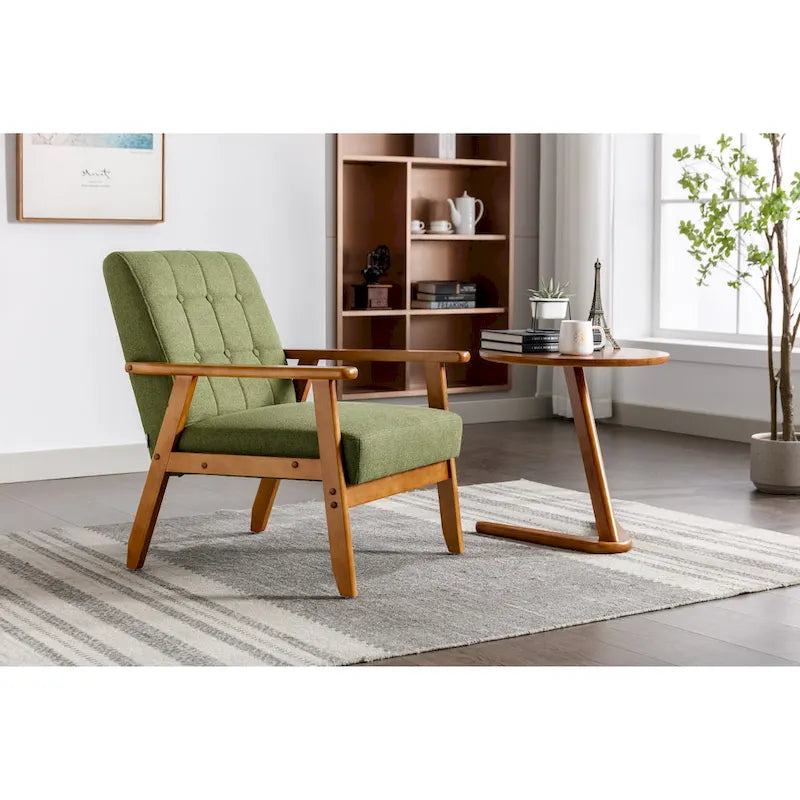 Tufted Accent Chair with Solid Wood Frame, 30.71"H x 25.39"W x 28.74"D