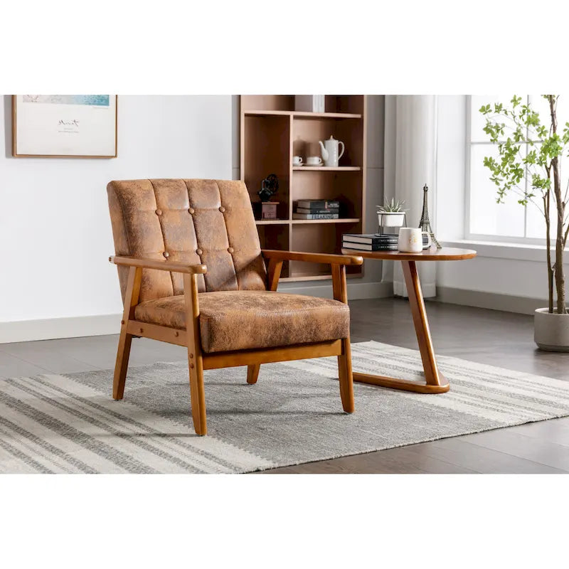 Tufted Accent Chair with Solid Wood Frame, 30.71"H x 25.39"W x 28.74"D