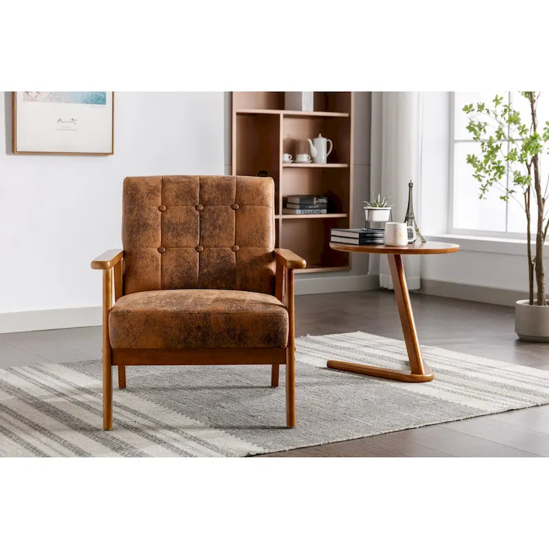Tufted Accent Chair with Solid Wood Frame, 30.71"H x 25.39"W x 28.74"D