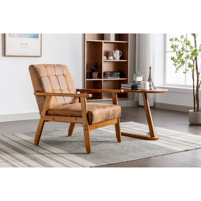 Tufted Accent Chair with Solid Wood Frame, 30.71"H x 25.39"W x 28.74"D