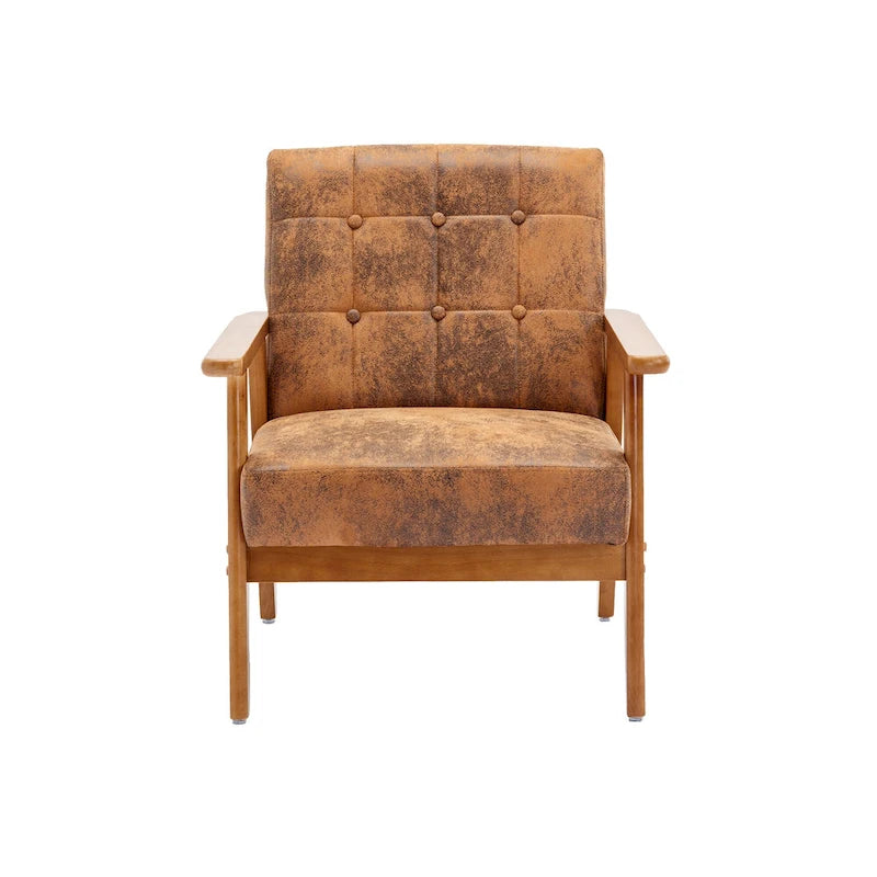 Tufted Accent Chair with Solid Wood Frame, 30.71"H x 25.39"W x 28.74"D