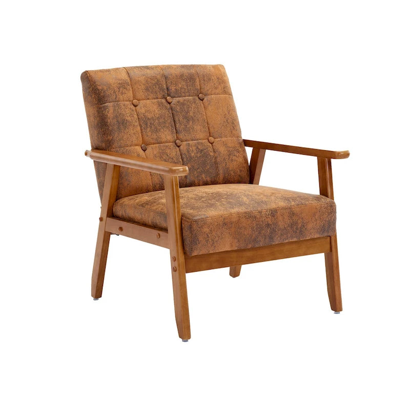 Tufted Accent Chair with Solid Wood Frame, 30.71"H x 25.39"W x 28.74"D