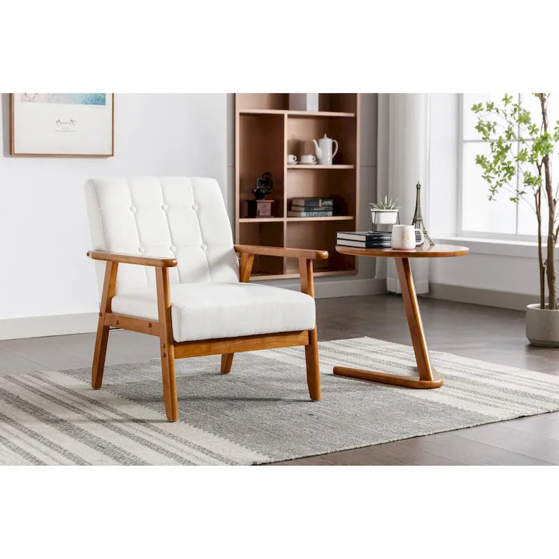 Tufted Accent Chair with Solid Wood Frame, 30.71"H x 25.39"W x 28.74"D