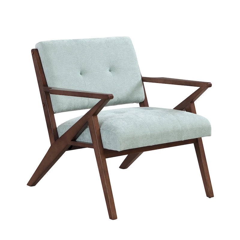 Mid-Century Modern Accent Chair with Angled Arms and Solid Wood Frame
