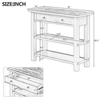 36" Farmhouse Console Table with 1 Drawer and 2 Open Shelves, MDF and Rubberwood