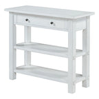 36" Farmhouse Console Table with 1 Drawer and 2 Open Shelves, MDF and Rubberwood