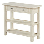 36" Farmhouse Console Table with 1 Drawer and 2 Open Shelves, MDF and Rubberwood