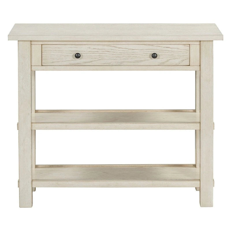 36" Farmhouse Console Table with 1 Drawer and 2 Open Shelves, MDF and Rubberwood