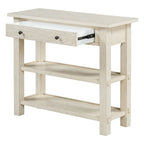 36" Farmhouse Console Table with 1 Drawer and 2 Open Shelves, MDF and Rubberwood