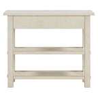 36" Farmhouse Console Table with 1 Drawer and 2 Open Shelves, MDF and Rubberwood