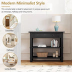 36" Farmhouse Console Table with 1 Drawer and 2 Open Shelves, MDF and Rubberwood