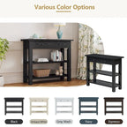 36" Farmhouse Console Table with 1 Drawer and 2 Open Shelves, MDF and Rubberwood