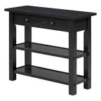 36" Farmhouse Console Table with 1 Drawer and 2 Open Shelves, MDF and Rubberwood