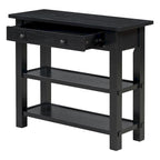 36" Farmhouse Console Table with 1 Drawer and 2 Open Shelves, MDF and Rubberwood