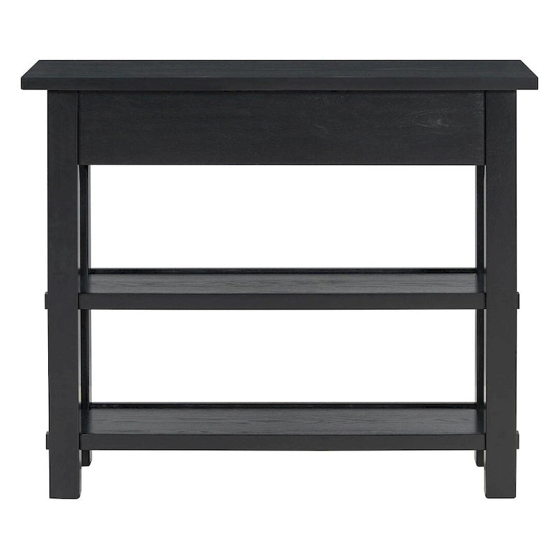 36" Farmhouse Console Table with 1 Drawer and 2 Open Shelves, MDF and Rubberwood