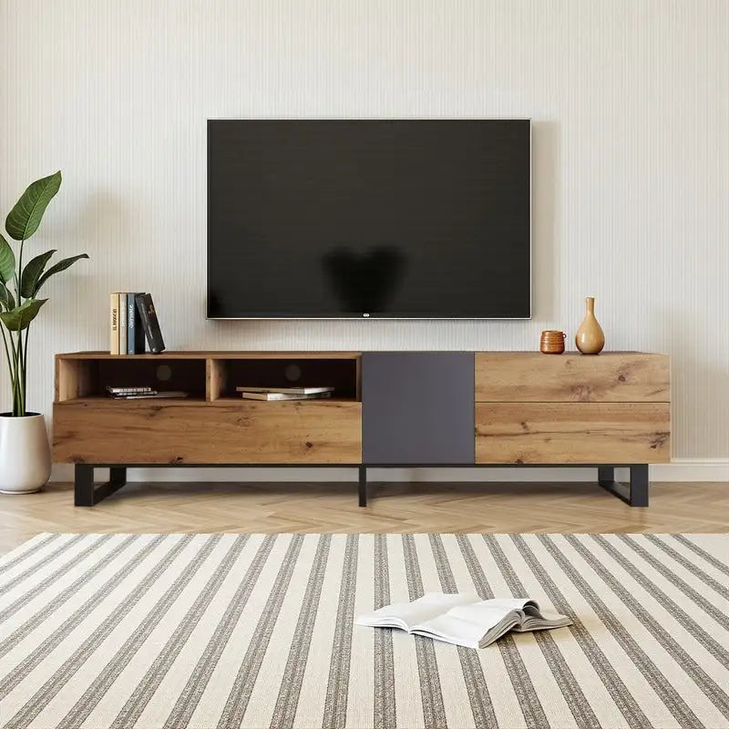 TV Stand for TVs Up to 80", Media Console with Drop-Down Doors and Drawers – 70.9"W x 15"D x 19.7"H