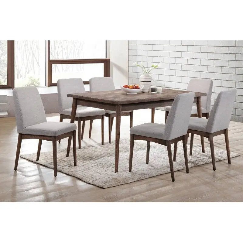 Mid-Century Set of 2 Dining Chairs with Fabric Backrest Foam-Padded Seat, Solid Wood Legs for Kitchen Dining Room Living Room