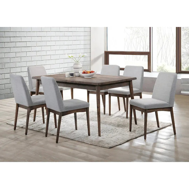 Mid-Century Set of 2 Dining Chairs with Fabric Backrest Foam-Padded Seat, Solid Wood Legs for Kitchen Dining Room Living Room