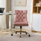 Velvet Tufted Swivel Office Chair with Gold Metal Base, Adjustable Height