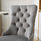 Velvet Tufted Swivel Office Chair with Gold Metal Base, Adjustable Height