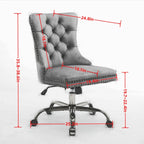 Velvet Tufted Swivel Office Chair with Gold Metal Base, Adjustable Height