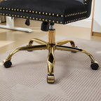 Velvet Tufted Swivel Office Chair with Gold Metal Base, Adjustable Height