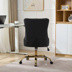 Velvet Tufted Swivel Office Chair with Gold Metal Base, Adjustable Height