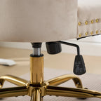 Velvet Tufted Swivel Office Chair with Gold Metal Base, Adjustable Height