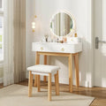 Vanity Makeup Table with Touch Screen Mirror and 3 Lighting Modes, 4 Drawers