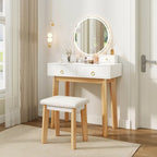 Vanity Makeup Table with Touch Screen Mirror and 3 Lighting Modes, 4 Drawers