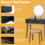 Vanity Makeup Table with Touch Screen Mirror and 3 Lighting Modes, 4 Drawers