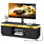 73" LED TV Stand with Adjustable TV Mount, Storage Cabinets and LED Lighting
