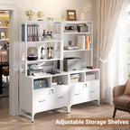 Vertical File Cabinet with Lock, Large Drawer and Built-In Charging Station