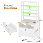 Vertical File Cabinet with Lock, Large Drawer and Built-In Charging Station