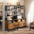 Vertical File Cabinet with Lock, Large Drawer and Built-In Charging Station