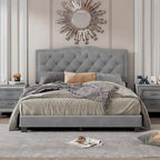 King Upholstered Platform Bed with 4 Storage Drawers, Linen Fabric, Multiple Colors
