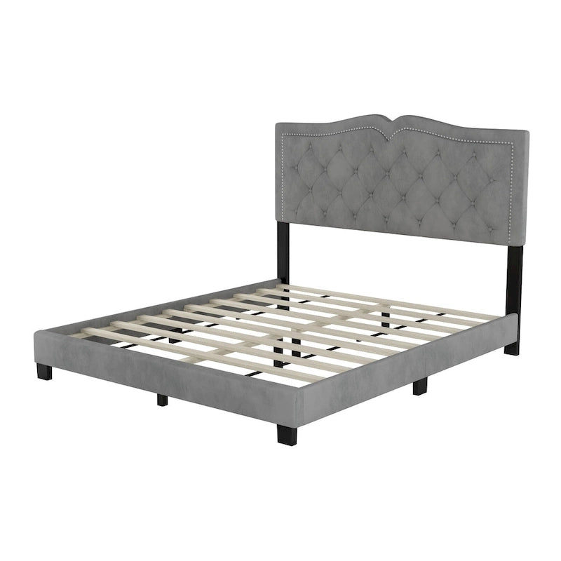 King Upholstered Platform Bed with 4 Storage Drawers, Linen Fabric, Multiple Colors