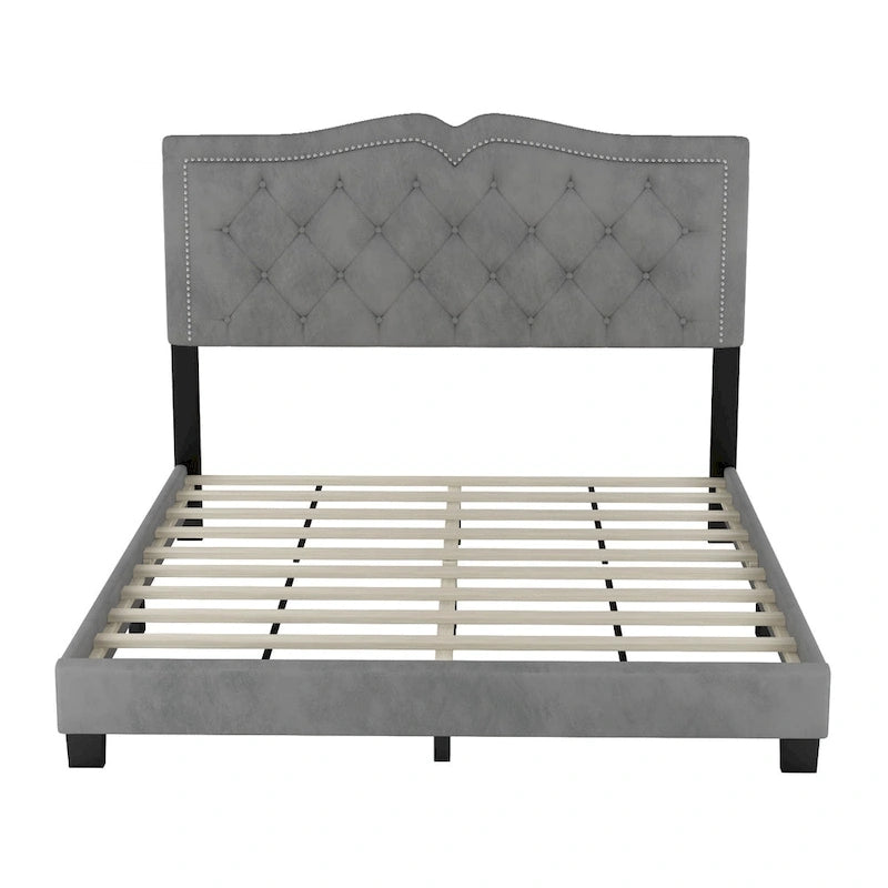 King Upholstered Platform Bed with 4 Storage Drawers, Linen Fabric, Multiple Colors