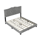 King Upholstered Platform Bed with 4 Storage Drawers, Linen Fabric, Multiple Colors