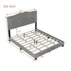 King Upholstered Platform Bed with 4 Storage Drawers, Linen Fabric, Multiple Colors
