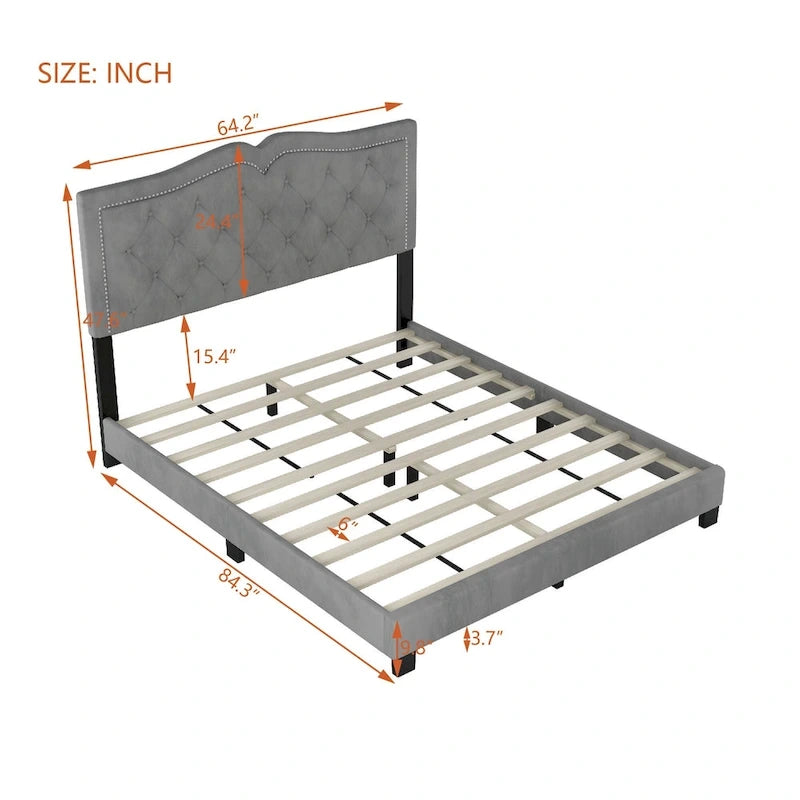 King Upholstered Platform Bed with 4 Storage Drawers, Linen Fabric, Multiple Colors