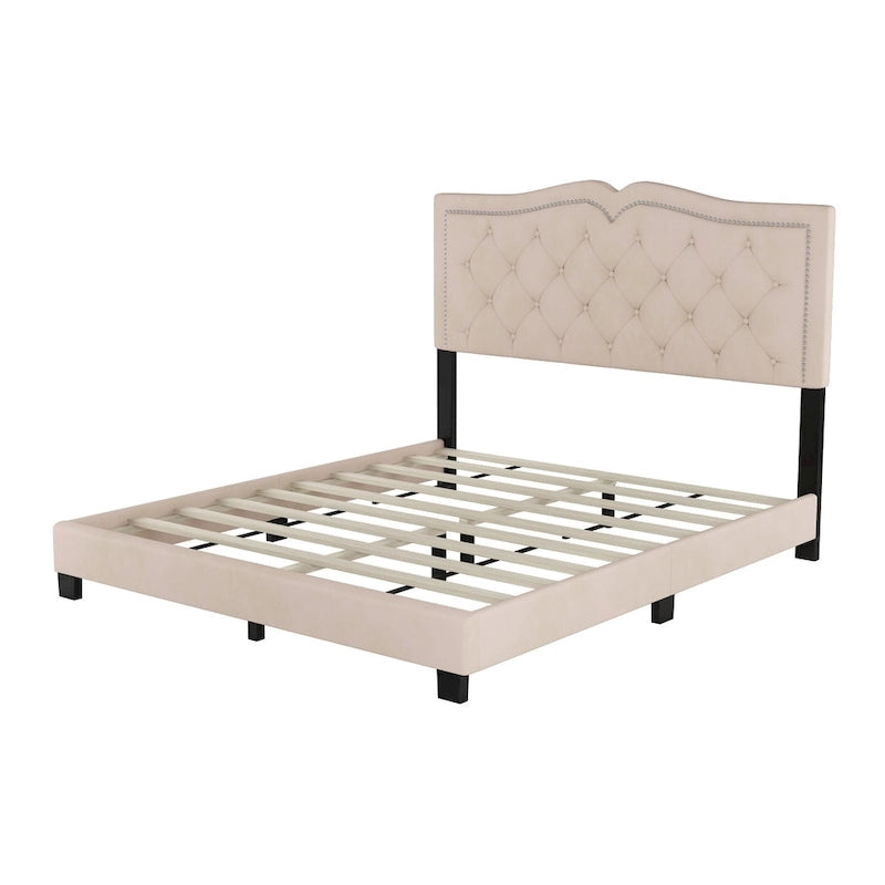 King Upholstered Platform Bed with 4 Storage Drawers, Linen Fabric, Multiple Colors