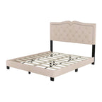 King Upholstered Platform Bed with 4 Storage Drawers, Linen Fabric, Multiple Colors