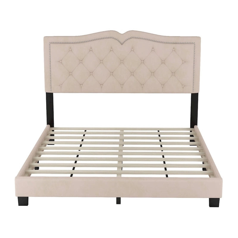 King Upholstered Platform Bed with 4 Storage Drawers, Linen Fabric, Multiple Colors