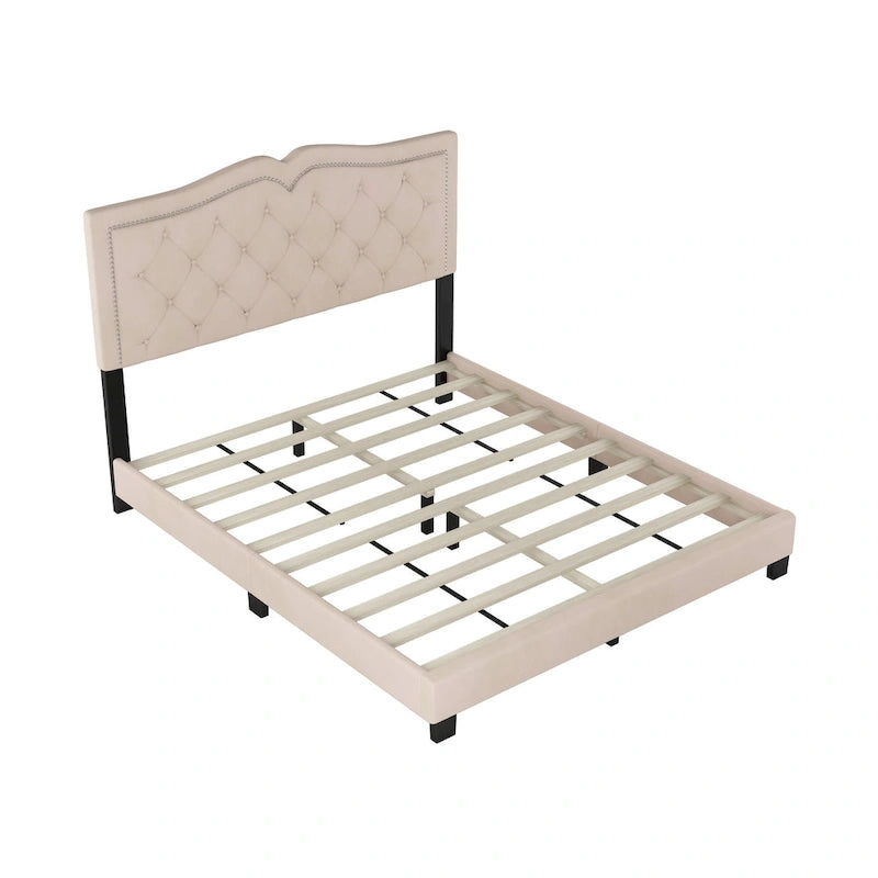 King Upholstered Platform Bed with 4 Storage Drawers, Linen Fabric, Multiple Colors